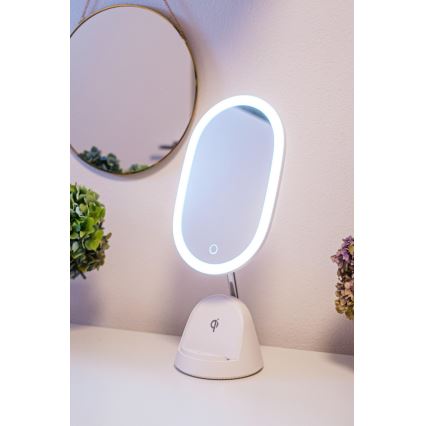 Miroir de maquillage LED à intensité variable avec charge sans fil LED/18W/230V