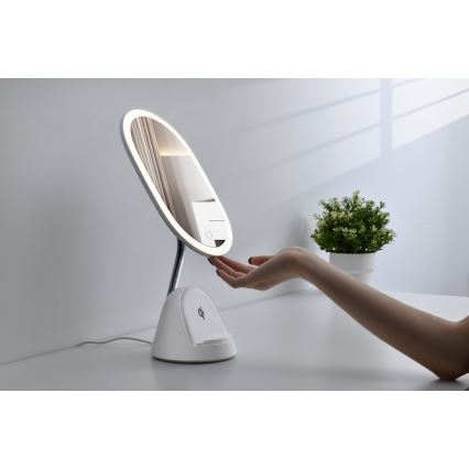 Miroir de maquillage LED à intensité variable avec charge sans fil LED/18W/230V