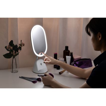 Miroir de maquillage LED à intensité variable avec charge sans fil LED/18W/230V