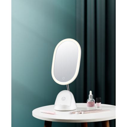 Miroir de maquillage LED à intensité variable avec charge sans fil LED/18W/230V