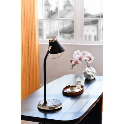 Lampe de table à intensité variable avec charge sans fil FINCH LED/9W/12/230V marron/doré