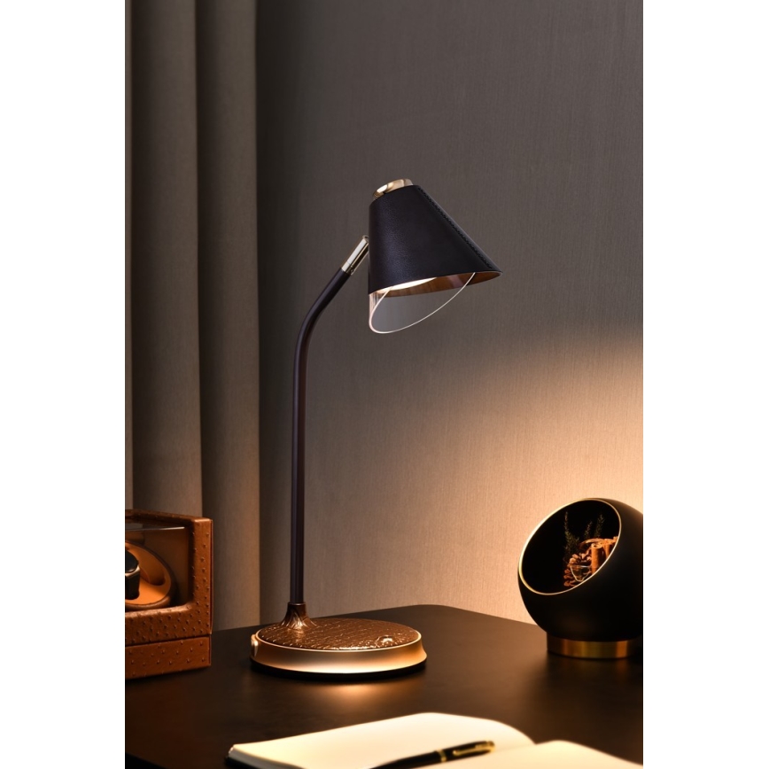 LED Dimbare bureaulamp met draadloos opladen FINCH LED/9W/12/230V bruin/goud