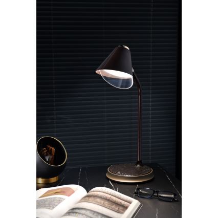 LED Dimbare bureaulamp met draadloos opladen FINCH LED/9W/12/230V bruin/goud