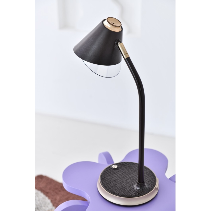 LED Dimbare bureaulamp met draadloos opladen FINCH LED/9W/12/230V bruin/goud