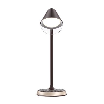 LED Dimbare bureaulamp met draadloos opladen FINCH LED/9W/12/230V bruin/goud