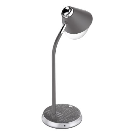 LED dimbare tafel lamp met draadloos opladen FINCH LED/9W/12/230V grijs/chroom