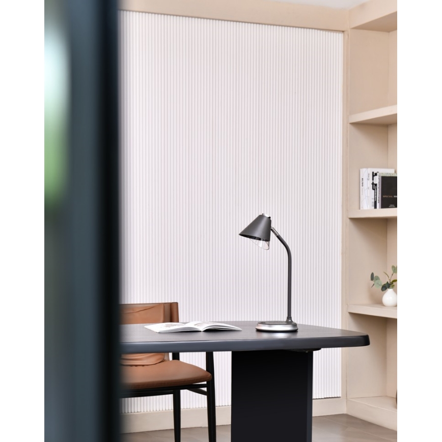 Lampe de table à intensité variable avec charge sans fil FINCH LED/9W/12/230V gris/chrome brillant