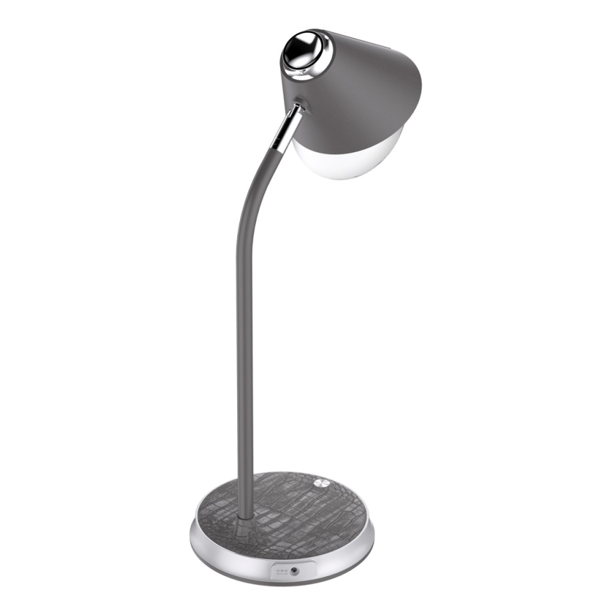 Lampe de table à intensité variable avec charge sans fil FINCH LED/9W/12/230V gris/chrome brillant