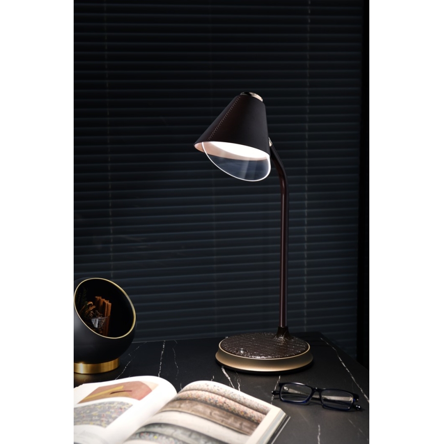 LED Dimbare bureaulamp met draadloos opladen FINCH LED/9W/12/230V grijs/glanzend chroom