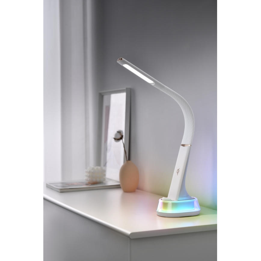 LED RGB Dimbare bureaulamp met draadloos opladen CORELLA LED/7W/12/230V zwart