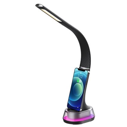 LED RGB Dimbare bureaulamp met draadloos opladen CORELLA LED/7W/12/230V zwart