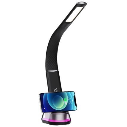 LED RGB Dimbare bureaulamp met draadloos opladen CORELLA LED/7W/12/230V zwart