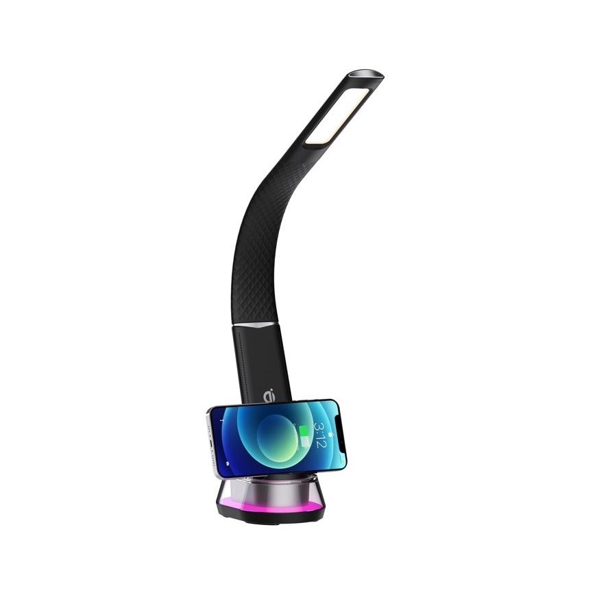 LED RGB Dimbare bureaulamp met draadloos opladen CORELLA LED/7W/12/230V zwart
