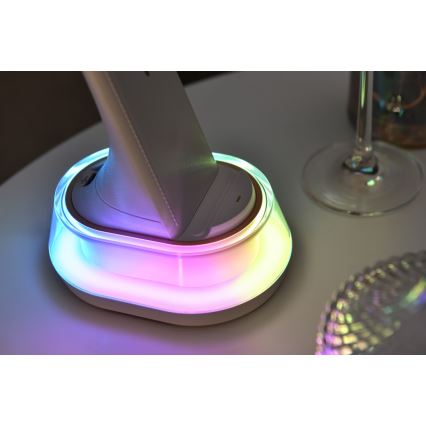 Lampe de table LED RGB à intensité variable avec charge sans fil CORELLA LED/7W/12/230V noir