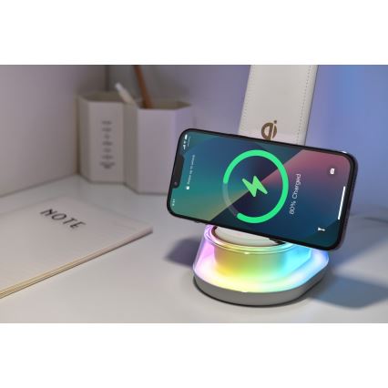 Lampe de table LED RGB à intensité variable avec charge sans fil CORELLA LED/7W/12/230V noir