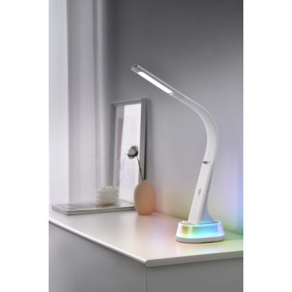 Lampe de table LED RGB à intensité variable avec charge sans fil CORELLA LED/7W/12/230V blanc