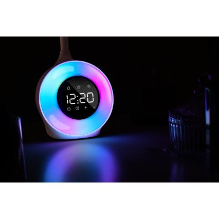 LED RGBW Lampe de table à intensité variable avec réveil FALCON LED/10W/12V