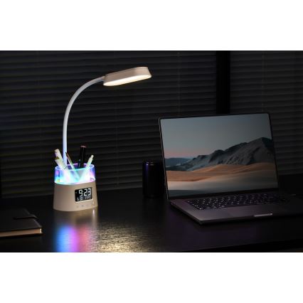 Lampe de table LED RGBW à intensité variable avec un porte-stylo FALCON LED/10W/5V