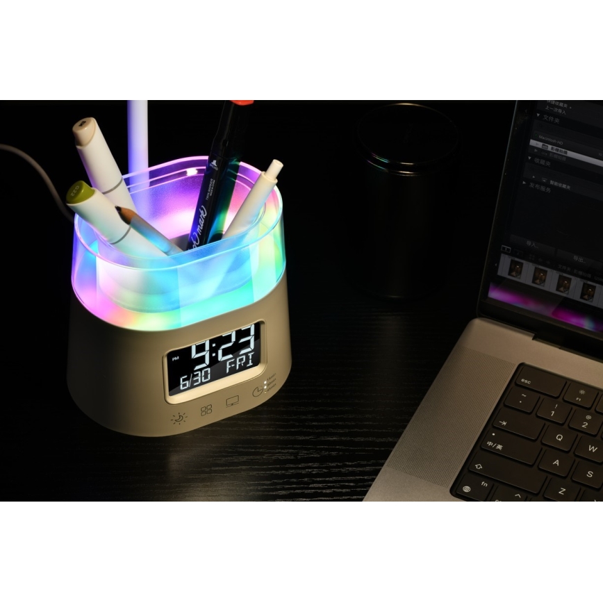 Lampe de table LED RGBW à intensité variable avec un porte-stylo FALCON LED/10W/5V