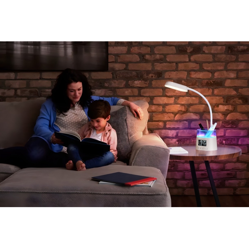 LED RGBW Dimbaar tafellamp met potloodhouder FALCON LED/10W/5V