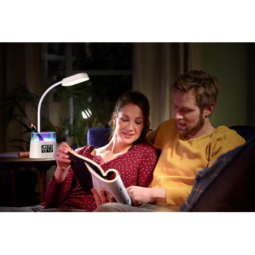 LED RGBW Dimbaar tafellamp met potloodhouder FALCON LED/10W/5V