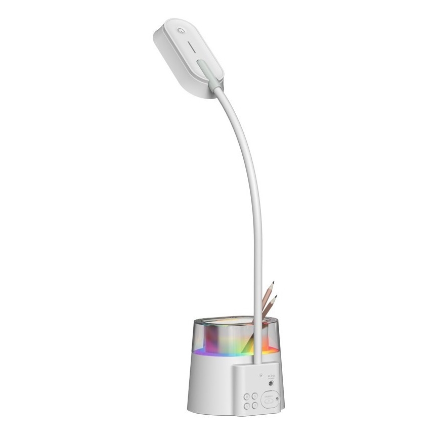 LED RGBW Dimbaar tafellamp met potloodhouder FALCON LED/10W/5V