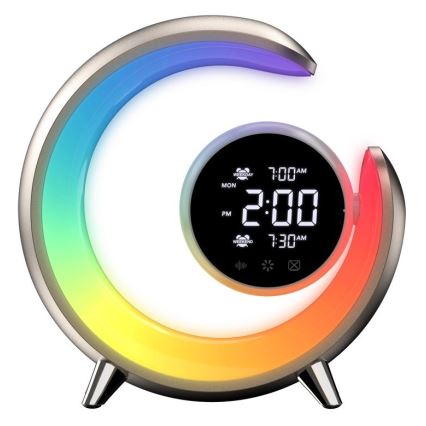 LED RGBW Dimbare bureaulamp met wekker PEACOCK LED/20W/5V USB