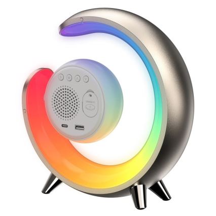 LED RGBW Dimbare bureaulamp met wekker PEACOCK LED/20W/5V USB