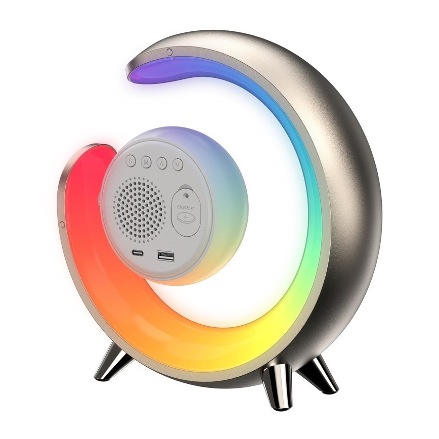 LED RGBW Dimbare bureaulamp met wekker PEACOCK LED/20W/5V USB