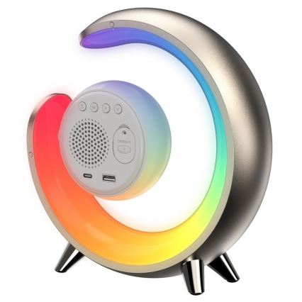 LED RGBW Dimbare bureaulamp met wekker PEACOCK LED/20W/5V USB