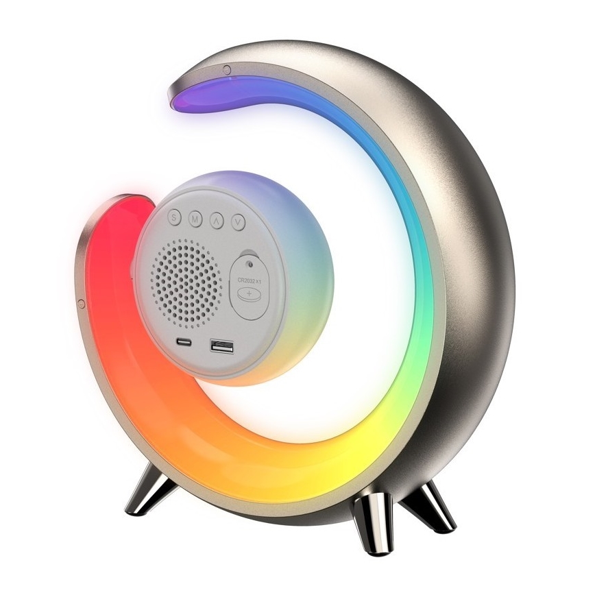 LED RGBW Dimbare bureaulamp met wekker PEACOCK LED/20W/5V USB