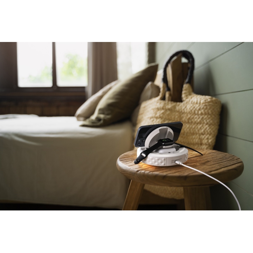 Wekker met LCD scherm en draadloze Qi charger 27W/9V wit