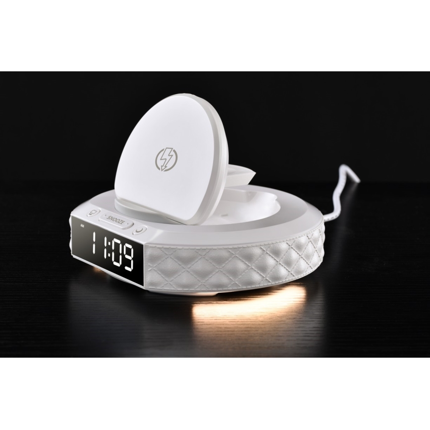 Wekker met LCD scherm en draadloze Qi charger 27W/9V wit
