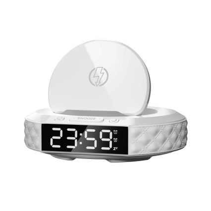 Wekker met LCD scherm en draadloze Qi charger 27W/9V wit