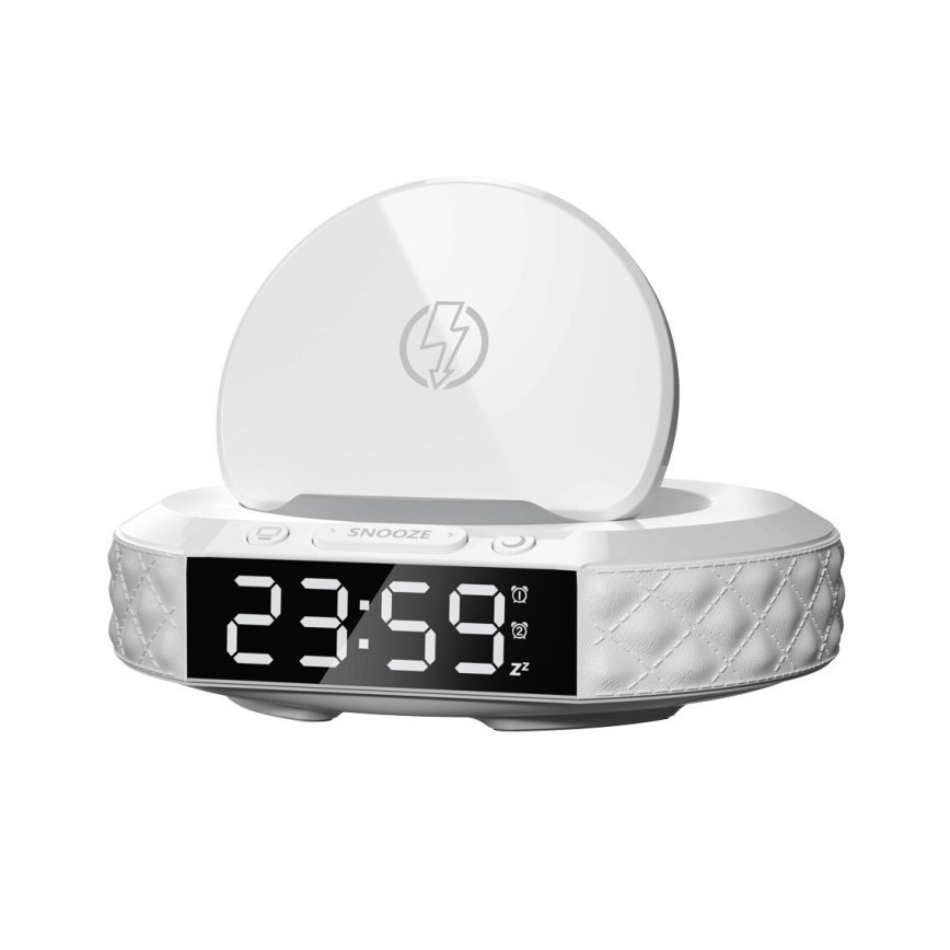 Wekker met LCD scherm en draadloze Qi charger 27W/9V wit