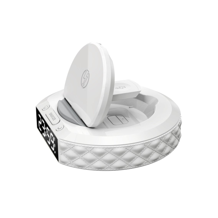 Wekker met LCD scherm en draadloze Qi charger 27W/9V wit