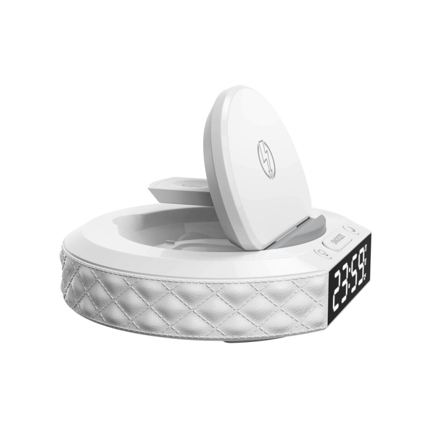 Wekker met LCD scherm en draadloze Qi charger 27W/9V wit