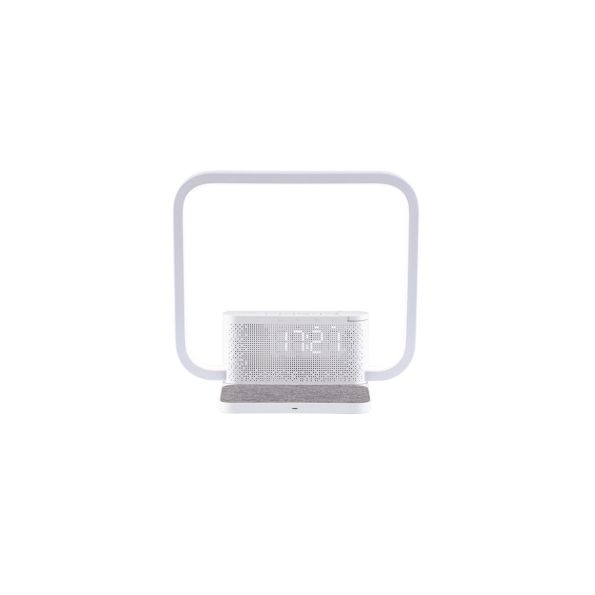 Dimbare LED tafellamp met wekker en Qi opladen LED/18W/230V wit