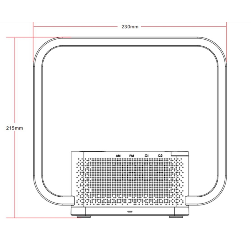 Dimbare LED tafellamp met wekker en Qi opladen LED/18W/230V wit