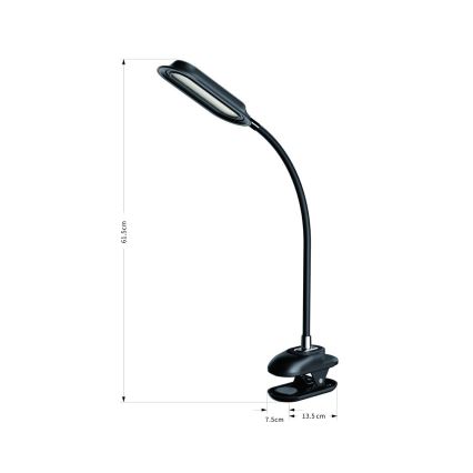 Lampe de bureau à pince dimmable LED+CCT CLIP LED/7,5W/230V 3000/4200/5000K noire