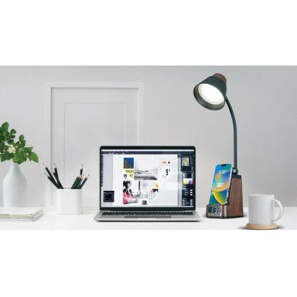 Lampe de bureau LED+CCT dimmable avec chargement sans fil QI IDEAL LED/8W/230V 2700/4000/5000K marron