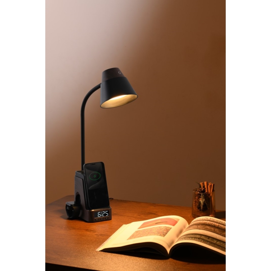 Lampe de bureau LED+CCT dimmable avec chargement sans fil QI IDEAL LED/8W/230V 2700/4000/5000K marron