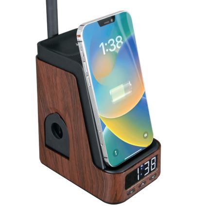 Lampe de bureau LED+CCT dimmable avec chargement sans fil QI IDEAL LED/8W/230V 2700/4000/5000K marron