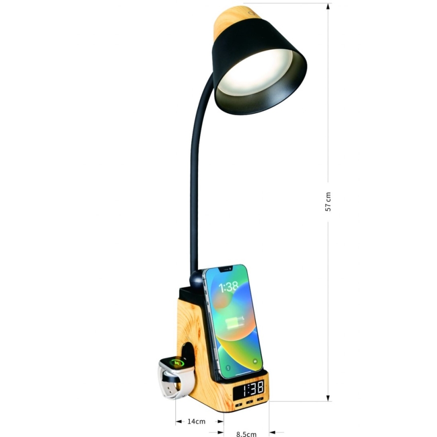 LED+CCT dimbare tafellamp met draadloos QI-opladen IDEAL LED/8W/230V 2700/4000/5000K beige