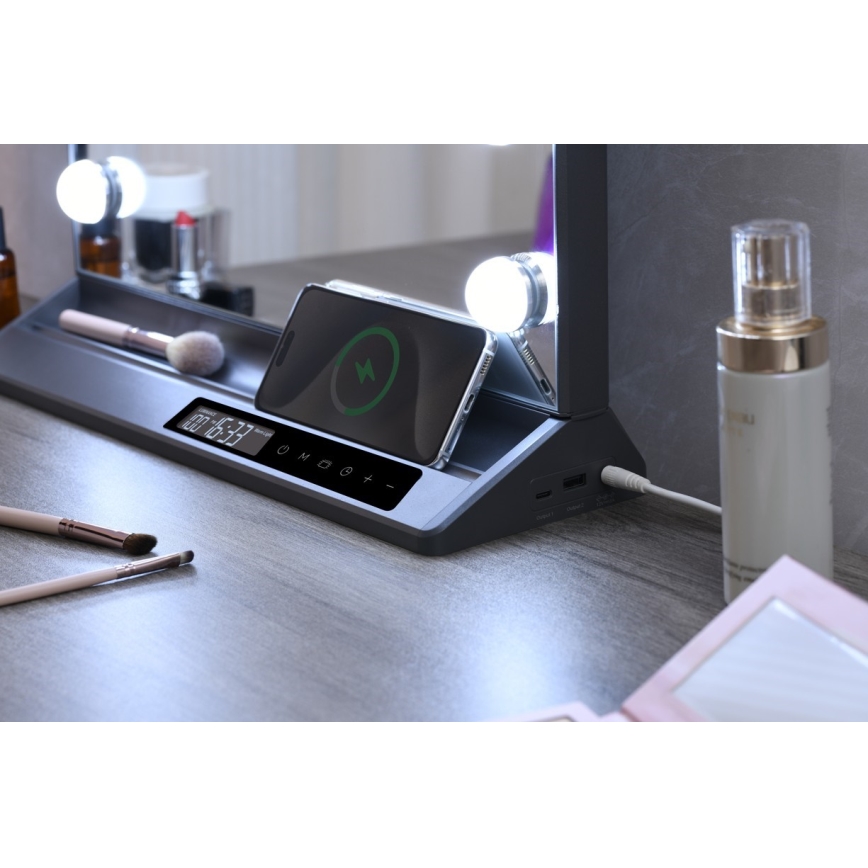 Dimbare LED make-upspiegel HOLLYWOOD LED/18W/230V 3000/4200/6000K grijs