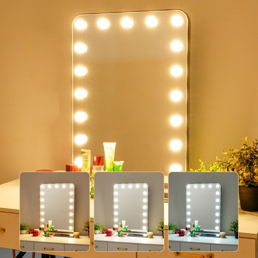 Miroir de maquillage LED à intensité variable HOLLYWOOD LED/18W/230V 3000/4200/6000K gris