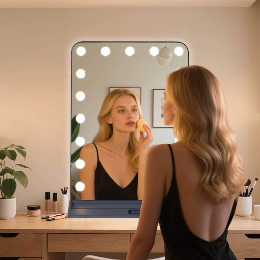 Miroir de maquillage LED à intensité variable HOLLYWOOD LED/18W/230V 3000/4200/6000K gris