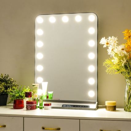 Miroir de maquillage LED à intensité variable HOLLYWOOD LED/18W/230V 3000/4200/6000K gris