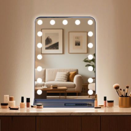 Miroir de maquillage LED à intensité variable HOLLYWOOD LED/18W/230V 3000/4200/6000K gris