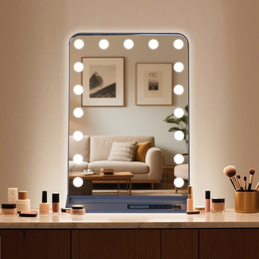 Miroir de maquillage LED à intensité variable HOLLYWOOD LED/18W/230V 3000/4200/6000K gris